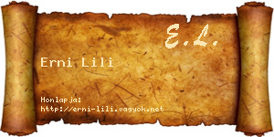 Erni Lili névjegykártya